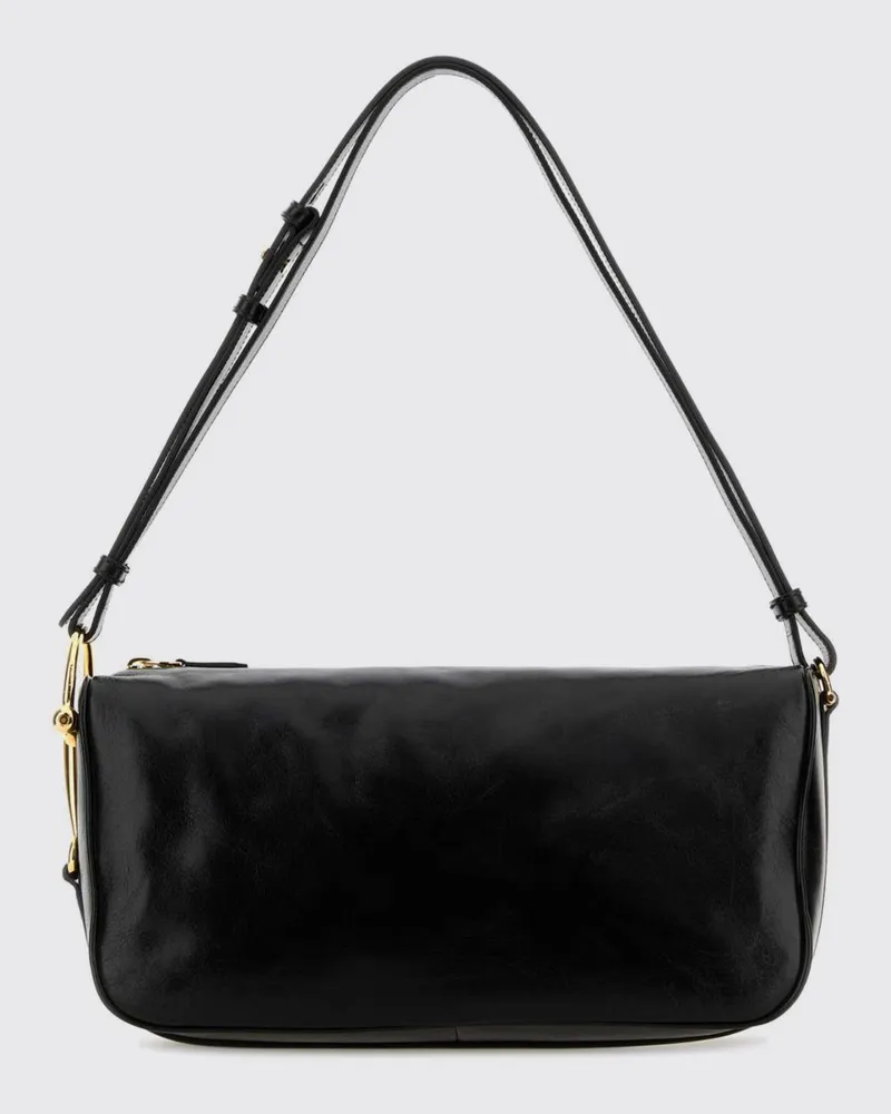 Gucci Schultertasche von aus glattem Kalbsleder mit verstellbarem Griff und Reißverschluss Schwarz