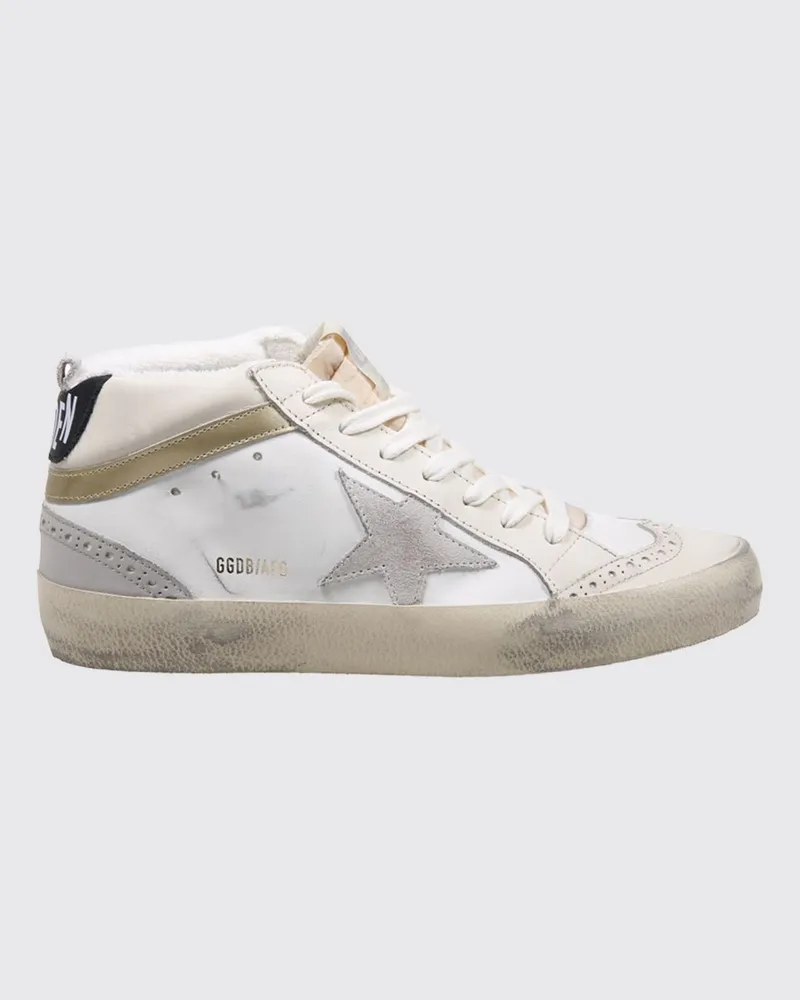 Golden Goose Mid-Star Sneakers von aus Leder und Veloursleder mit Used-Effekt Weiß