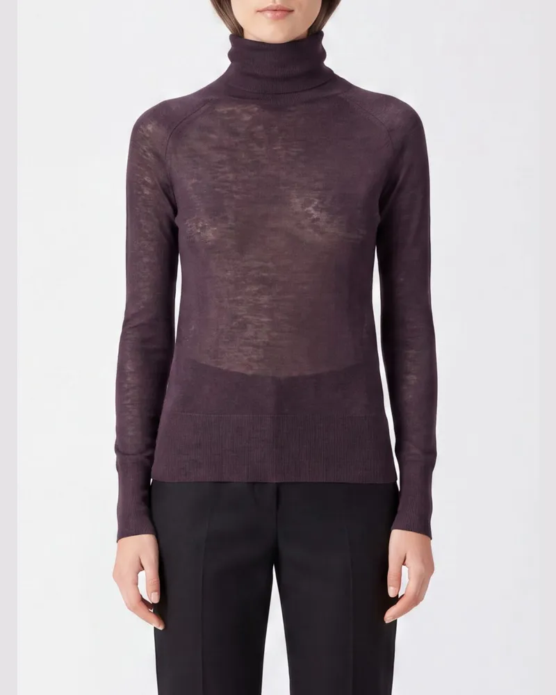 Joseph Schmal geschnittener, transparenter Rollkragenpullover aus 100 % Kaschmir Rot