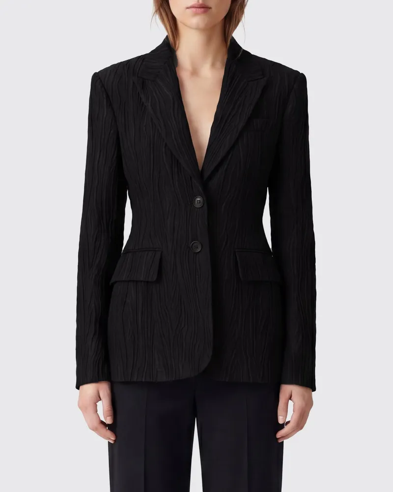 Stella McCartney Slim Fit Einreihiger Blazer aus Baumwollmischung mit steigendem Revers Schwarz