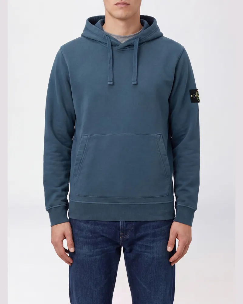 Stone Island Relaxed-Fit Hoodie aus Baumwolle mit Kängurutasche Blau
