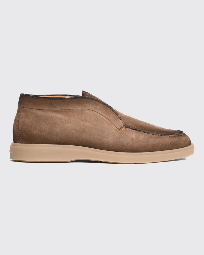 Santoni Chelsea-Boots aus Kalbsveloursleder mit elastischen Einsätzen Kakao