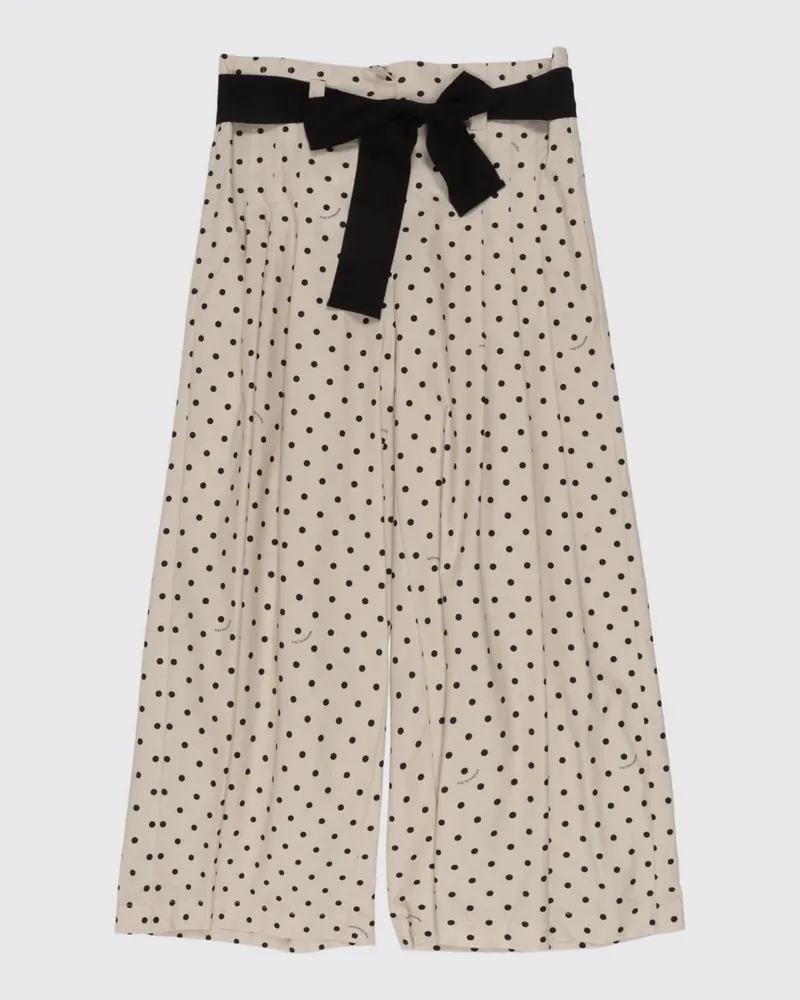 Monnalisa Weite Baumwollhose mit Tupfen Beige