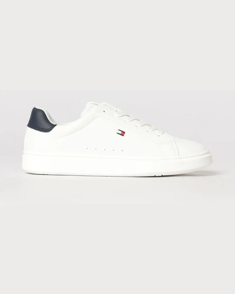 Tommy Hilfiger Low-Top Sneaker aus Leder für Jungen mit Monogramm-Print Weiß
