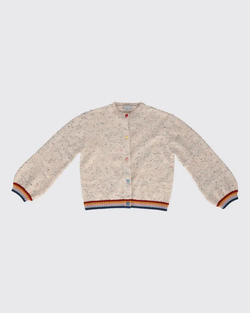 Stella McCartney Kids Cardigan für Jungen aus Wollmischung mit abstraktem Muster Weiß