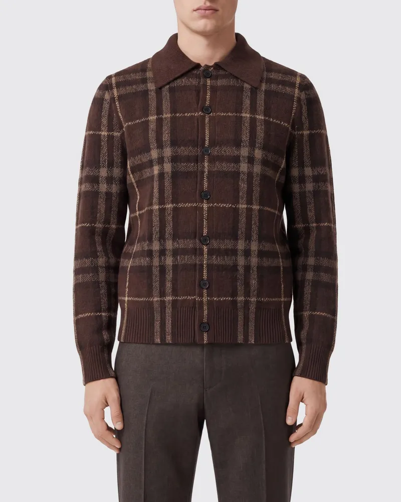 Burberry Kaschmir-Cardigan mit Vintage-Check-Muster und klassischem Kragen Braun
