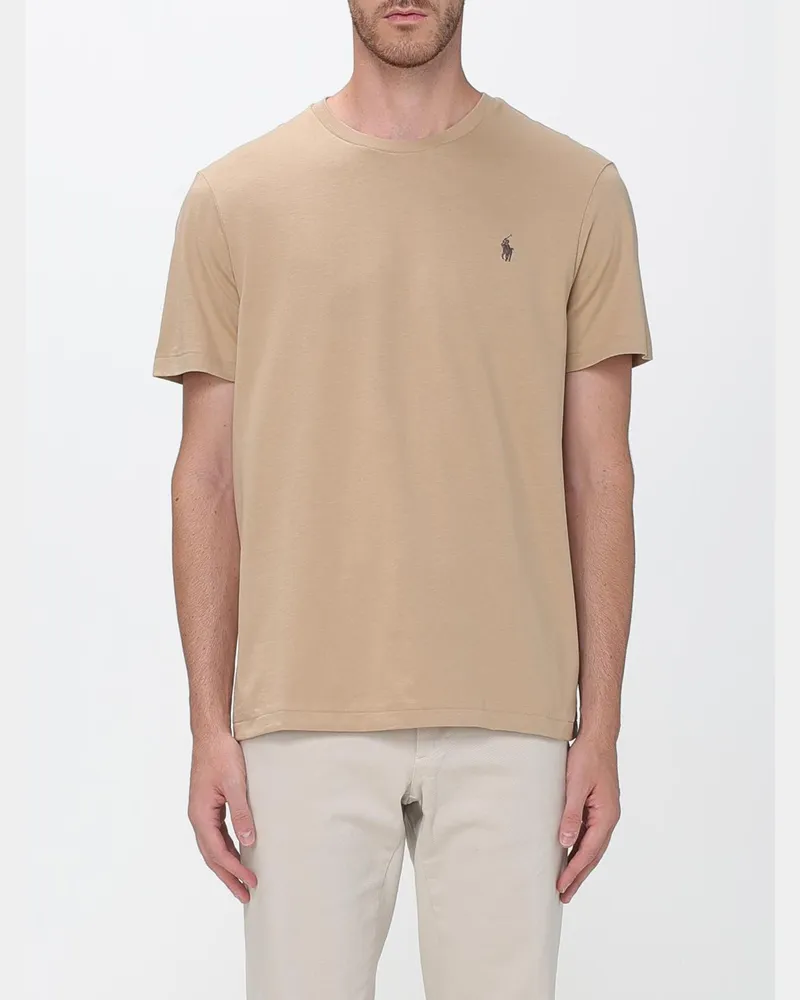 Ralph Lauren Slim Fit Baumwoll-T-Shirt mit gesticktem Logo und Rundhalsausschnitt Kaki