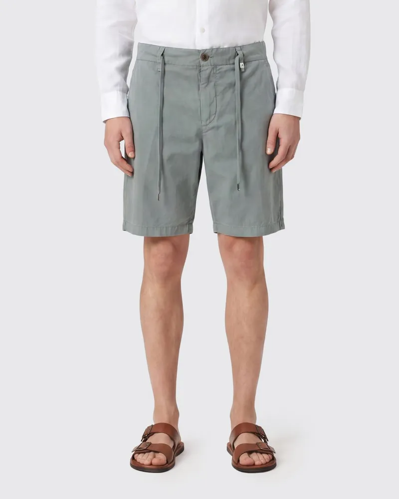 MYTHS Leinen-Shorts mit Kordelzug Grün