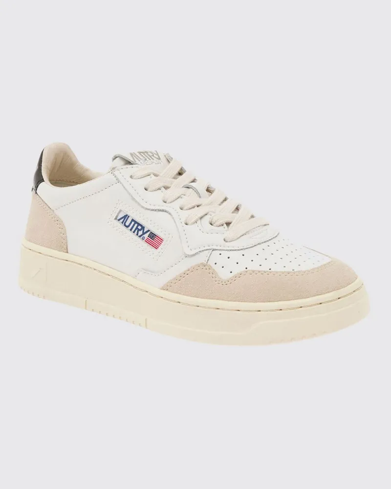 AUTRY Medalist Low Sneaker aus glattem Kalbsleder mit Kontrastdetails Beige