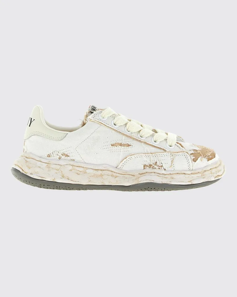 MIHARAYASUHIRO Charles Distressed-Sneaker aus Baumwoll-Canvas Weiß