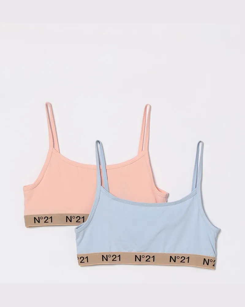 N° 21 2er-Set BHs aus Baumwollmischung mit Logo Pink