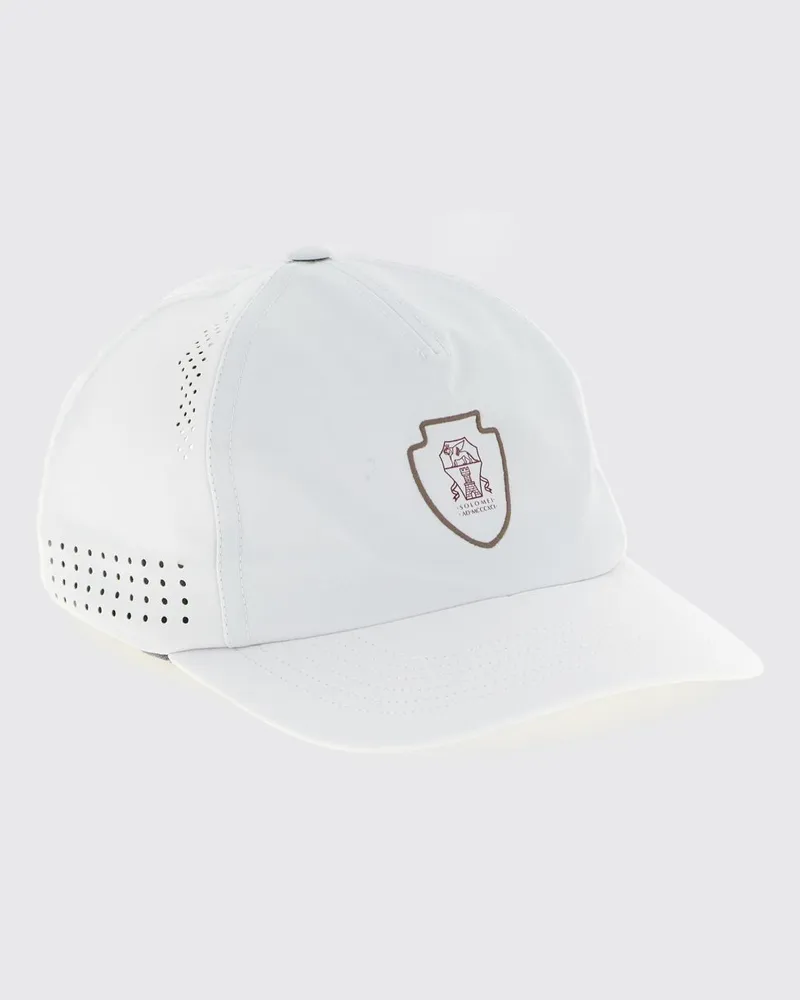 Brunello Cucinelli Baseballkappe aus Nylon von mit kontrastierendem Logo und festem Schirm Weiß