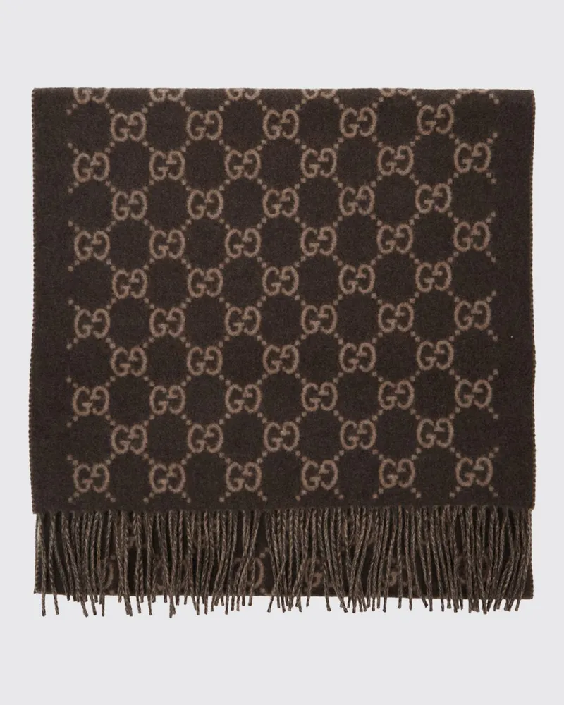 Gucci GG-Logo-Schal aus reinem Kaschmir Braun