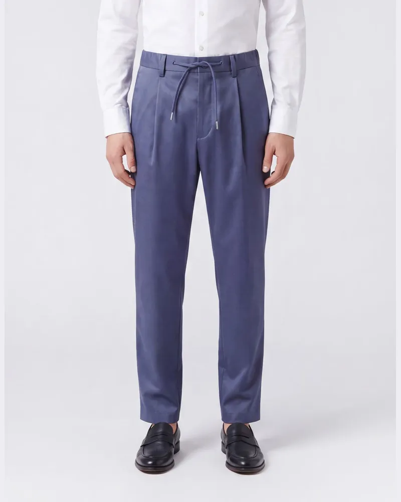 Herno Slim-Fit-Hose von aus Baumwolle mit Kordelzug und Gürtelschlaufen Navy