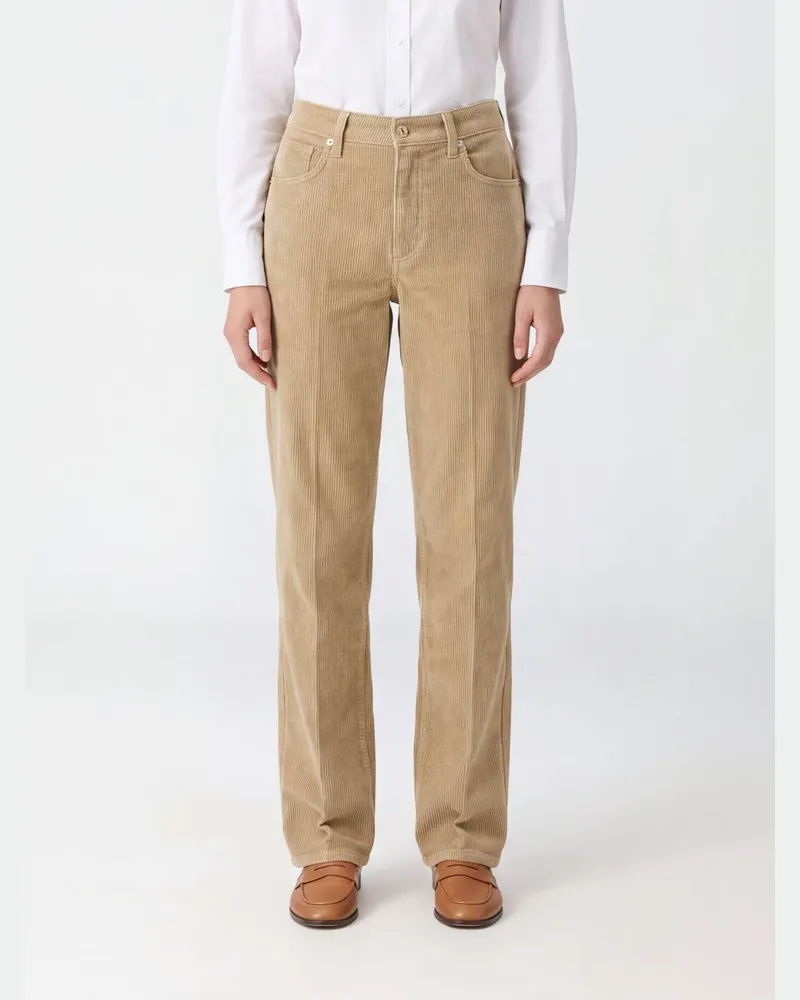 7 for all mankind Hoch taillierte Cordhose mit weitem Bein Beige