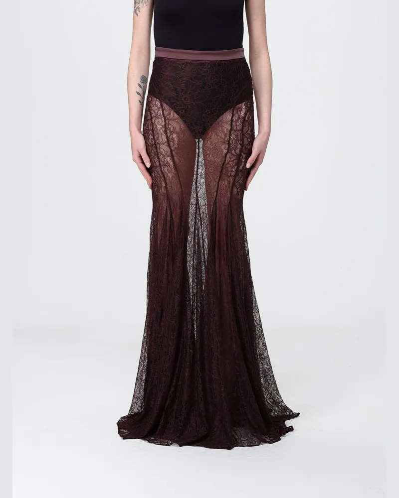 Elisabetta Franchi Langer Spitzenrock Dark