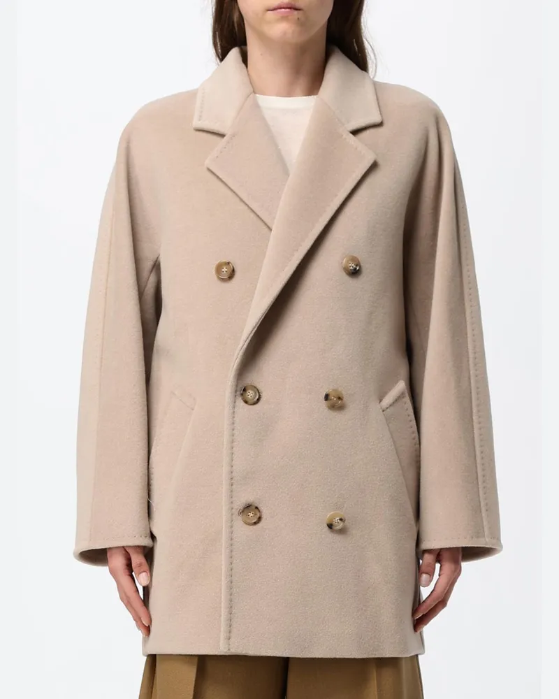 Max Mara Zweireihiger Woll-Caban mit Relaxed-Fit und Reverskragen Beige
