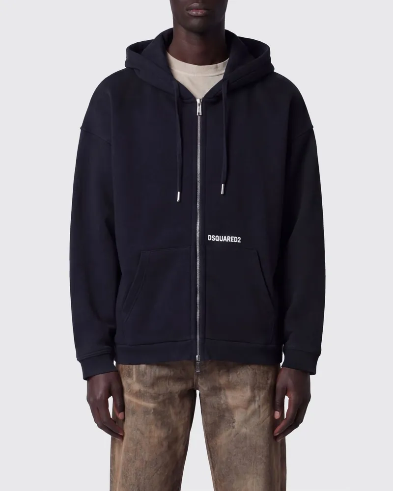 Dsquared2 Baumwoll Hoodie mit Logo Navy