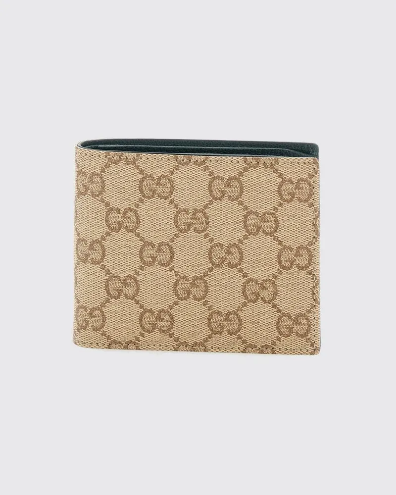 Gucci Bifold-Brieftasche aus GG Supreme-Stoff mit Lederinnenseite Beige