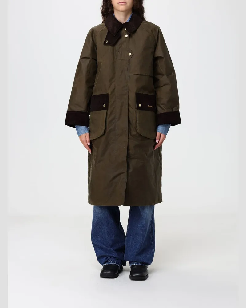 Barbour Lange Kirklees Wachsjacke aus Baumwolle mit Cordkragen Braun