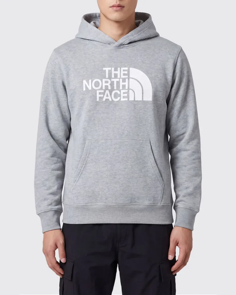 The North Face Hoodie aus Baumwollmischung mit Kängurutasche und Logo Grau