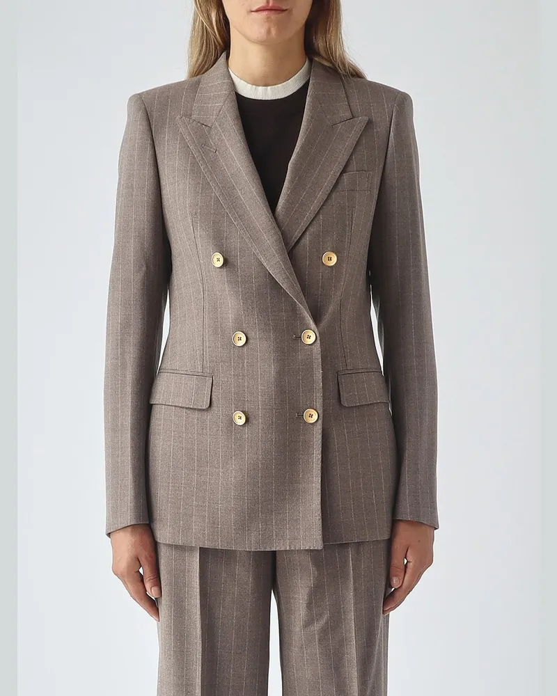 Tagliatore Nadelstreifen-Zweireiher-Anzug Parigi von aus Stretch-Baumwolle Beige