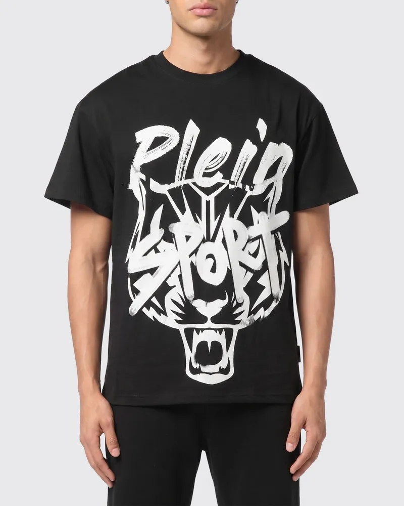 Philipp Plein T-Shirt aus Baumwolljersey mit kontrastierendem Logo Schwarz