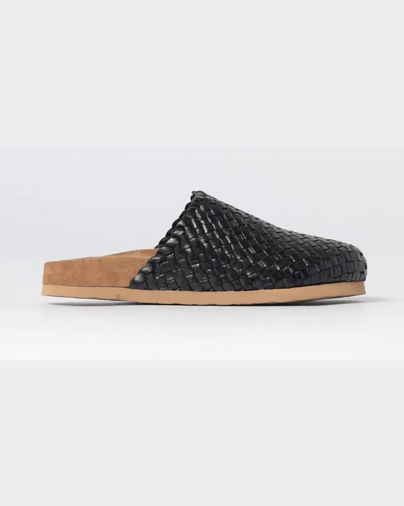 Dragon Diffusion Sabot-Mules aus geflochtenem Leder mit niedrigem Absatz und runder Spitze Schwarz