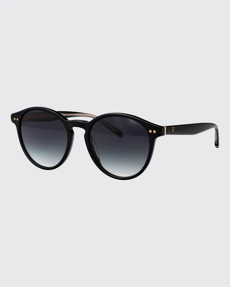 Tommy Hilfiger Abgerundete Sonnenbrille aus Acetat mit Monogramm Schwarz