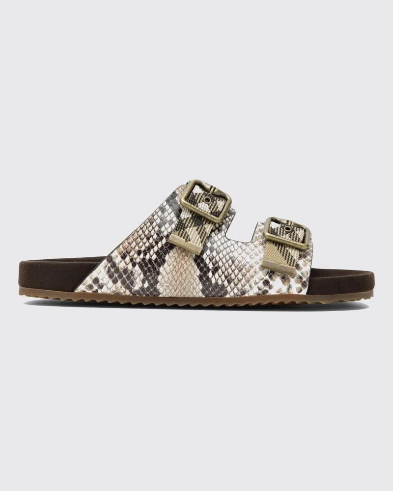 Burberry Urchin Sandalen mit niedrigem Absatz aus Kalbsleder mit Python-Print Bunt