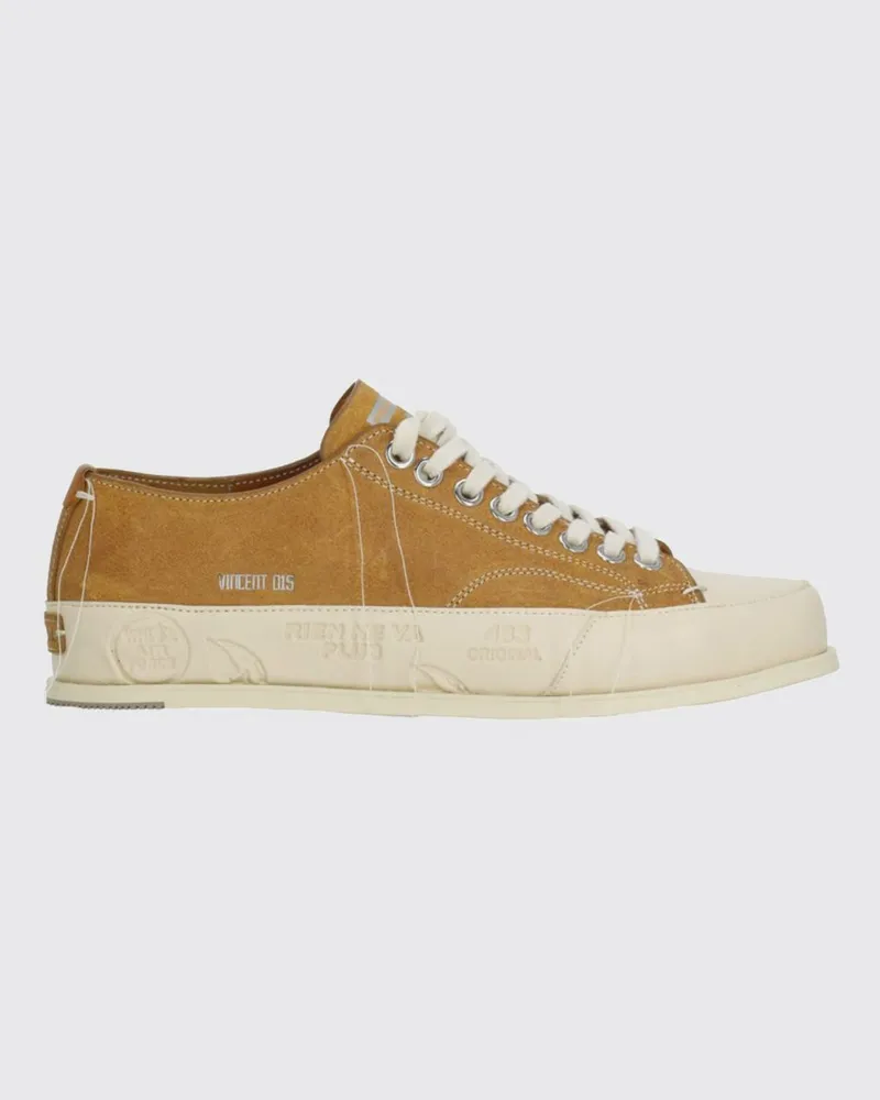 Premiata Vince Low-Top-Sneakers aus Kalbsleder mit Gummikappe Ocker