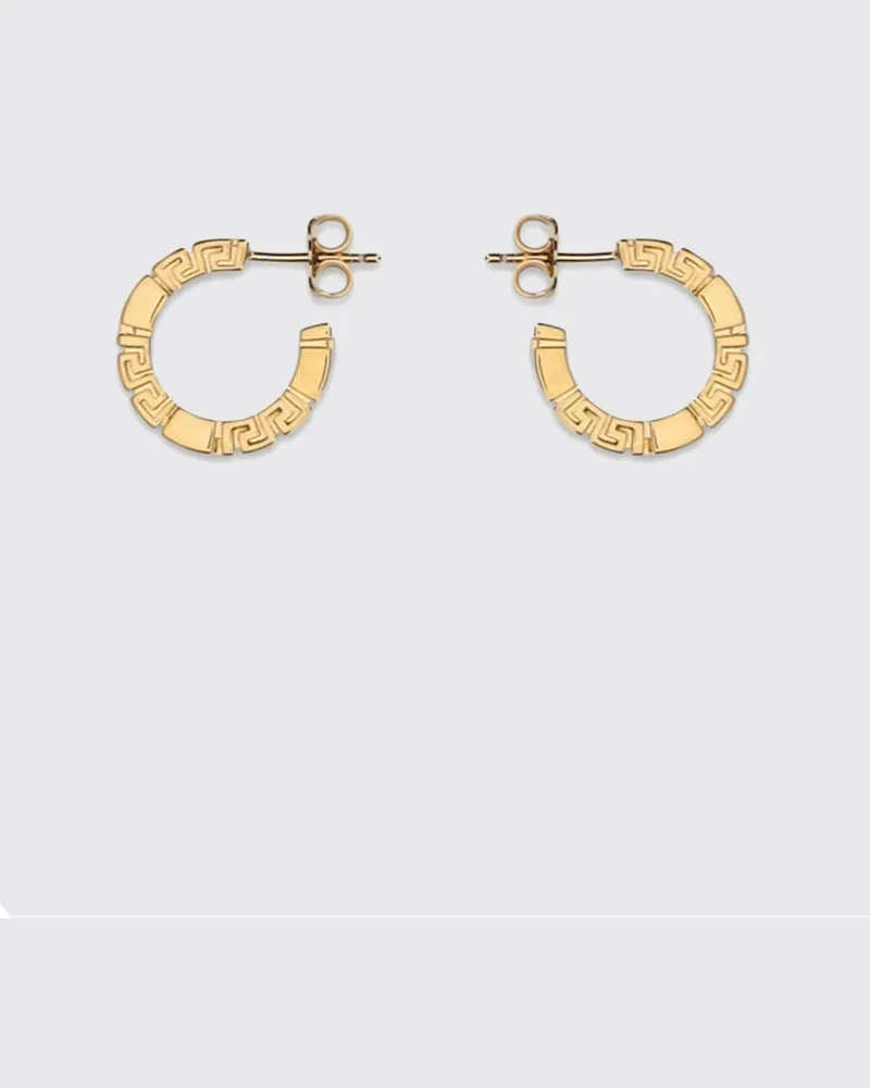 Versace Creolen aus goldfarbenem Metall mit eingraviertem Greca-Muster Gold