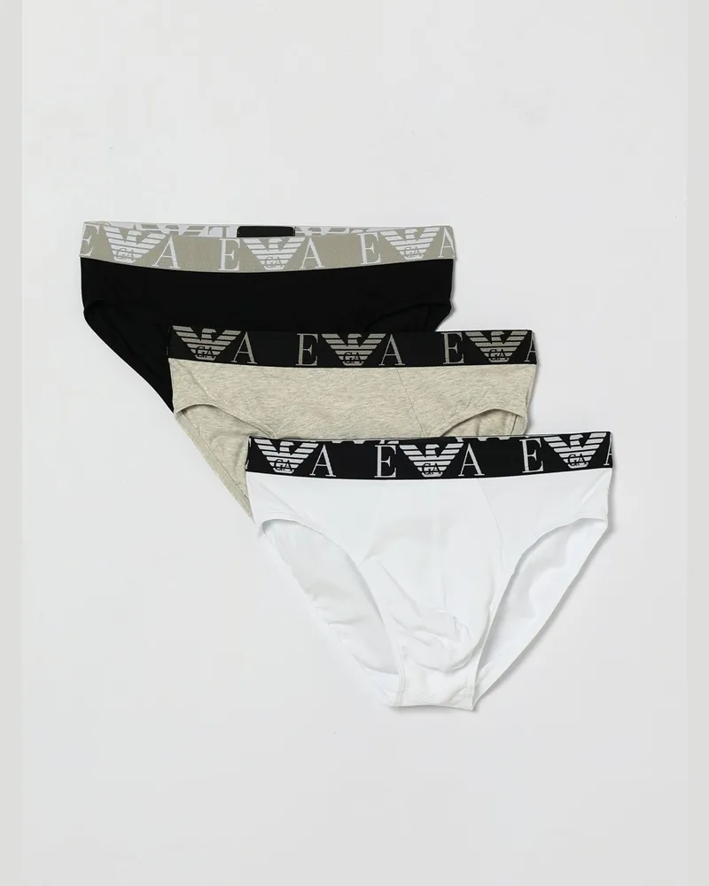 Emporio Armani 3er-Set Slips aus Stretch-Baumwolle mit Jacquard-Logo Schwarz
