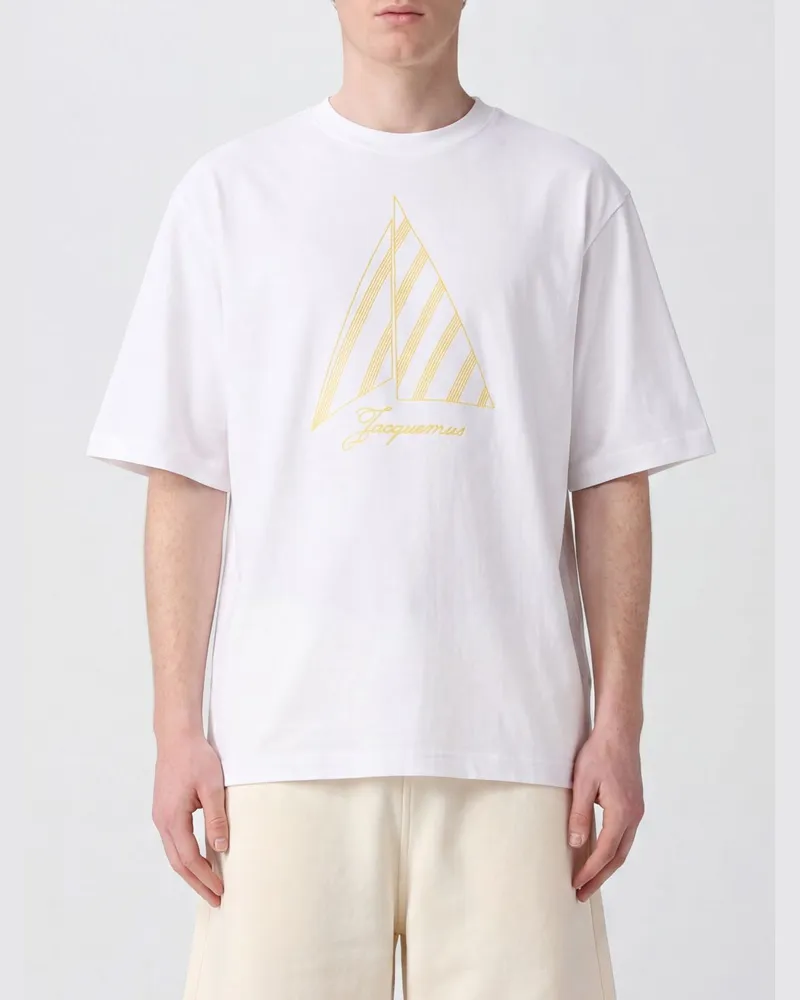 Jacquemus Baumwoll-T-Shirt mit Rundhalsausschnitt und grafischem Logo-Druck Weiß