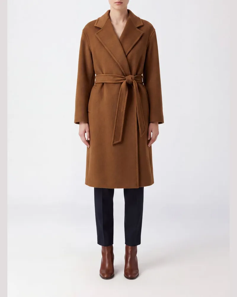 Max Mara Bademantel-Mantel aus 100% reinem Kaschmir mit Bindegürtel Leder