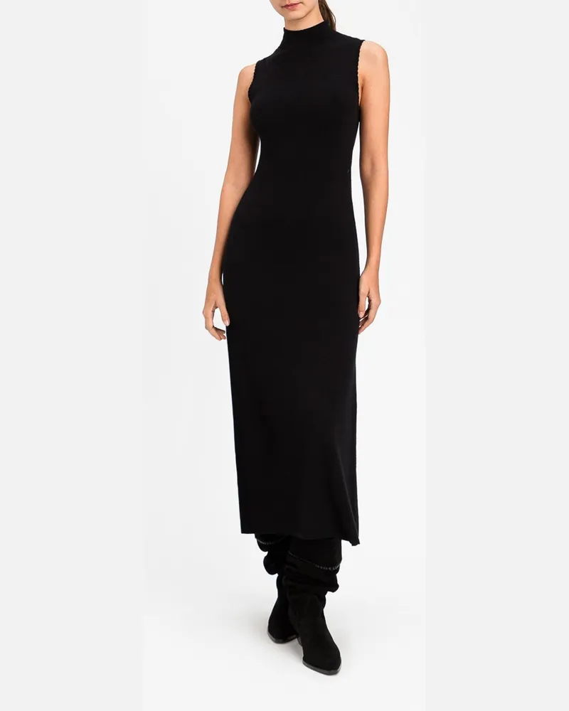Twin-Set Schulterfreies Strick-Midikleid mit Rollkragen von Schwarz