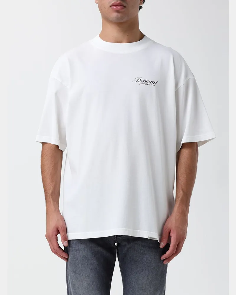 REPRESENT Locker geschnittenes Baumwoll-T-Shirt mit Logo-Print hinten Weiss