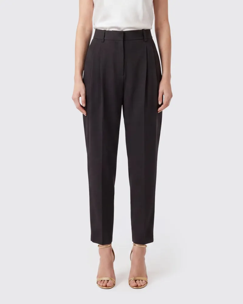 Elisabetta Franchi Maßgeschneiderte Skinny-Hose mit mittlerer Leibhöhe aus Stretch-Crêpe Schwarz