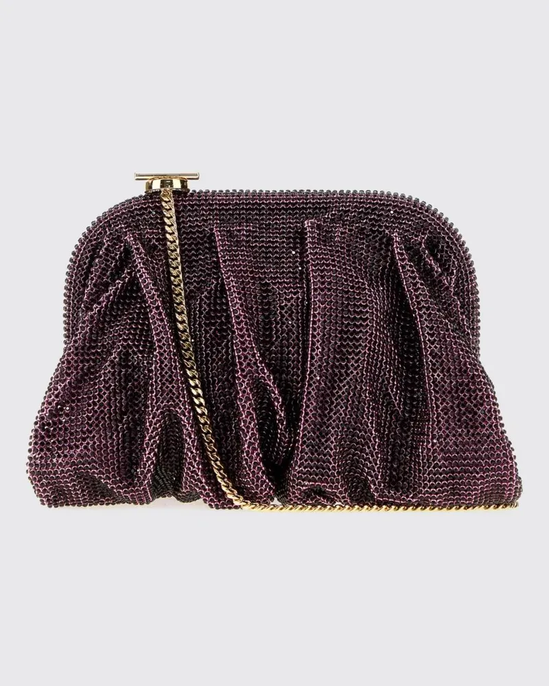 Benedetta Bruzziches Venus Mini-Handtasche aus Aluminium-Mesh mit Strassbesatz Violett