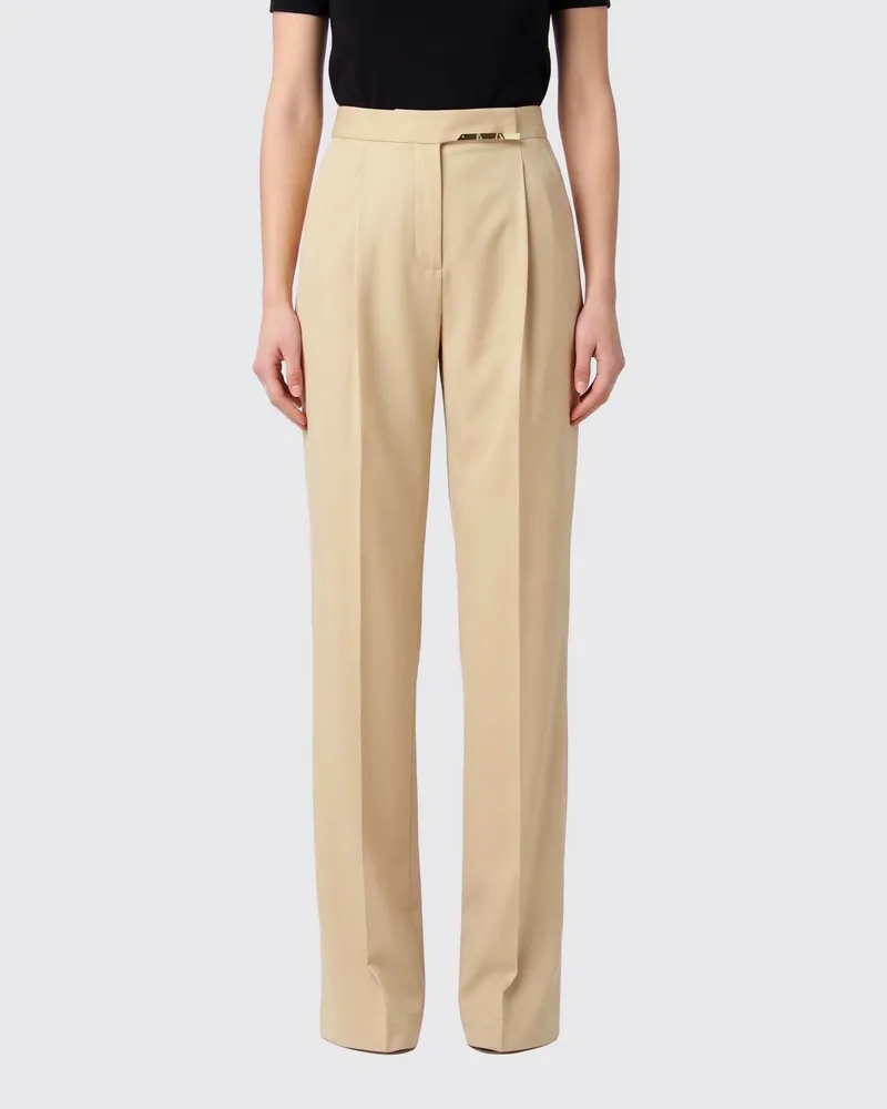 Elisabetta Franchi Weite Hose aus Schurwollmischung Camel
