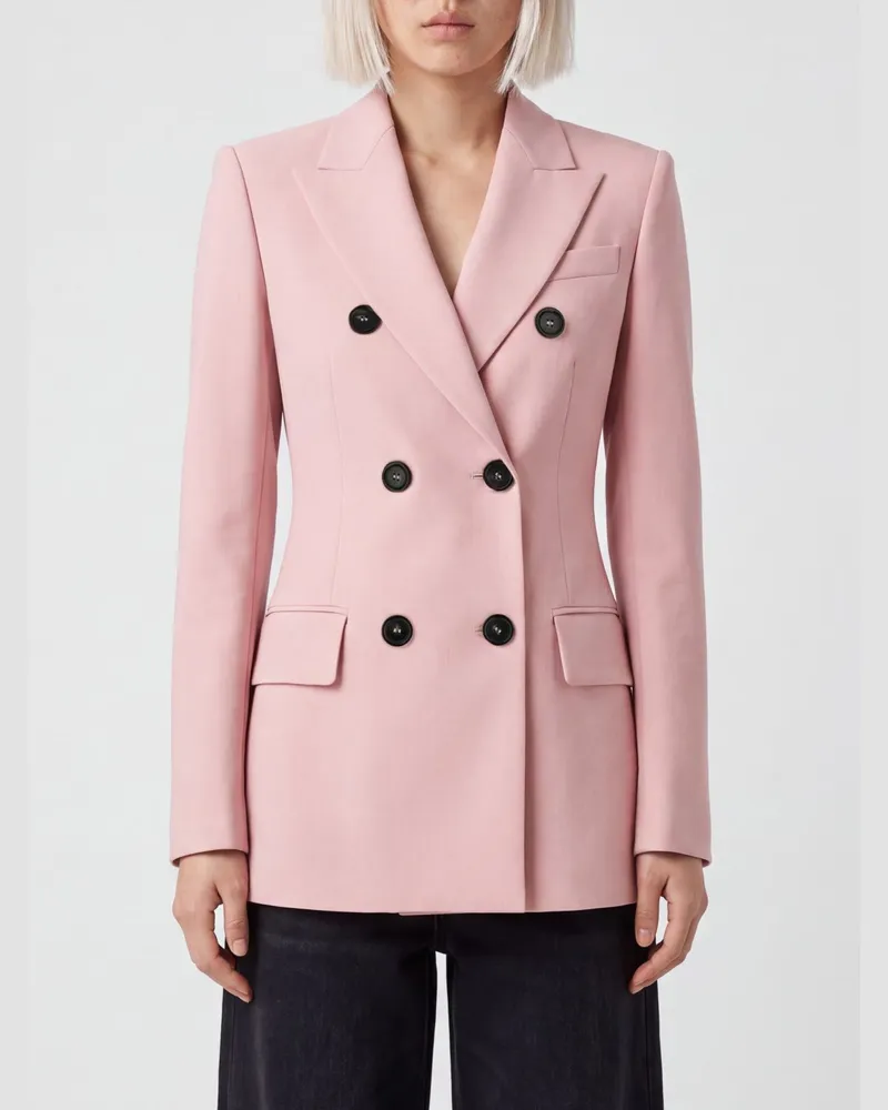 SPORTMAX Zweireihiger Blazer von aus reiner Schurwolle mit steigendem Revers Pink