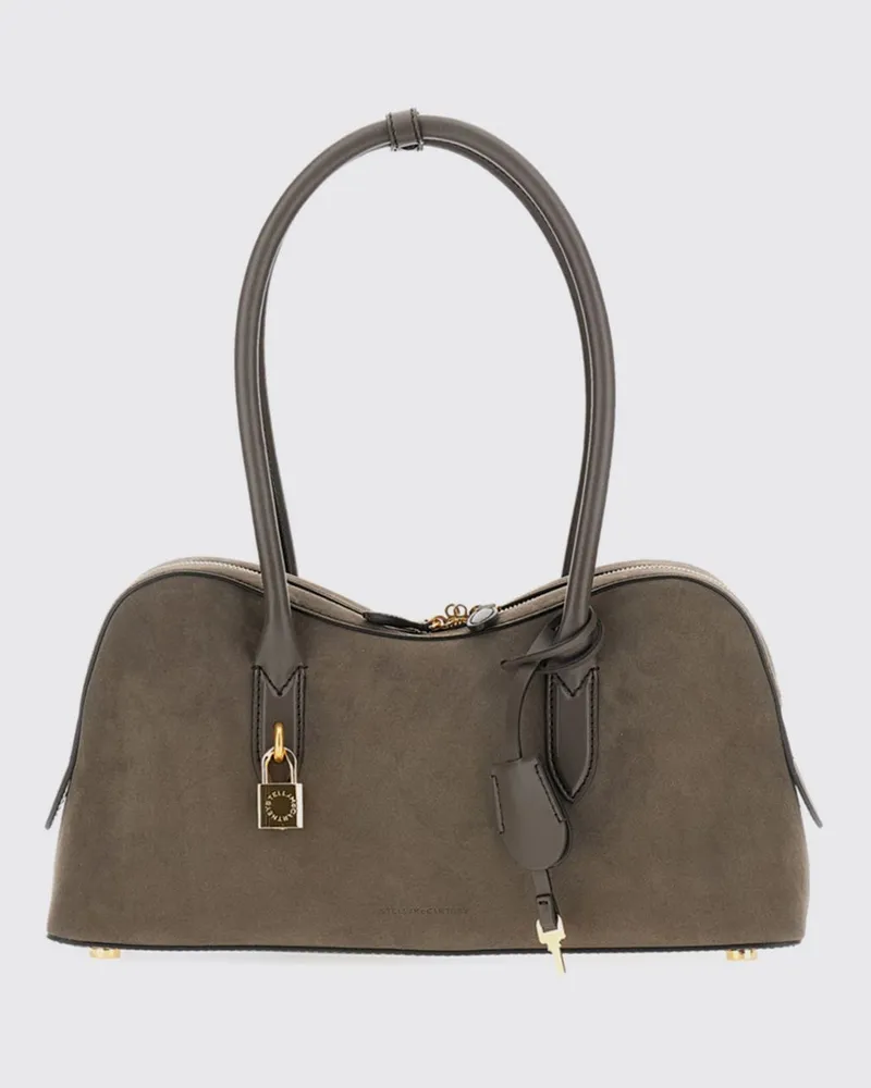 Stella McCartney Ryder Schultertasche aus Eco Alter Mat mit Doppelreißverschluss Grau
