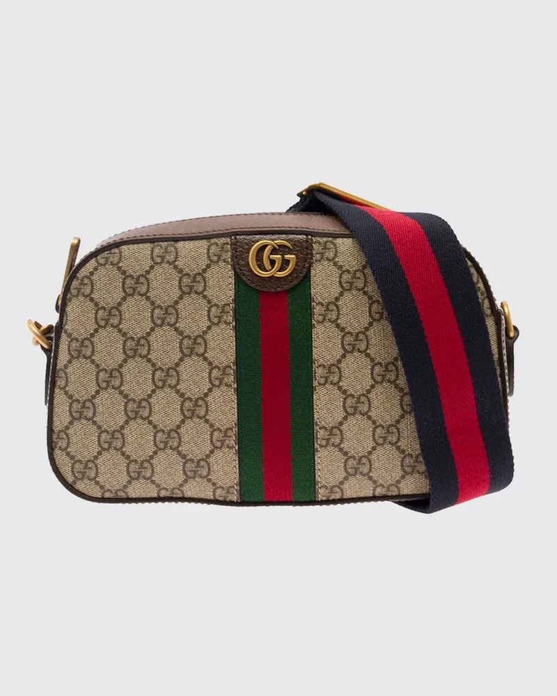 Gucci Ophidia GG Supreme Kameratasche mit Webstreifen Beige