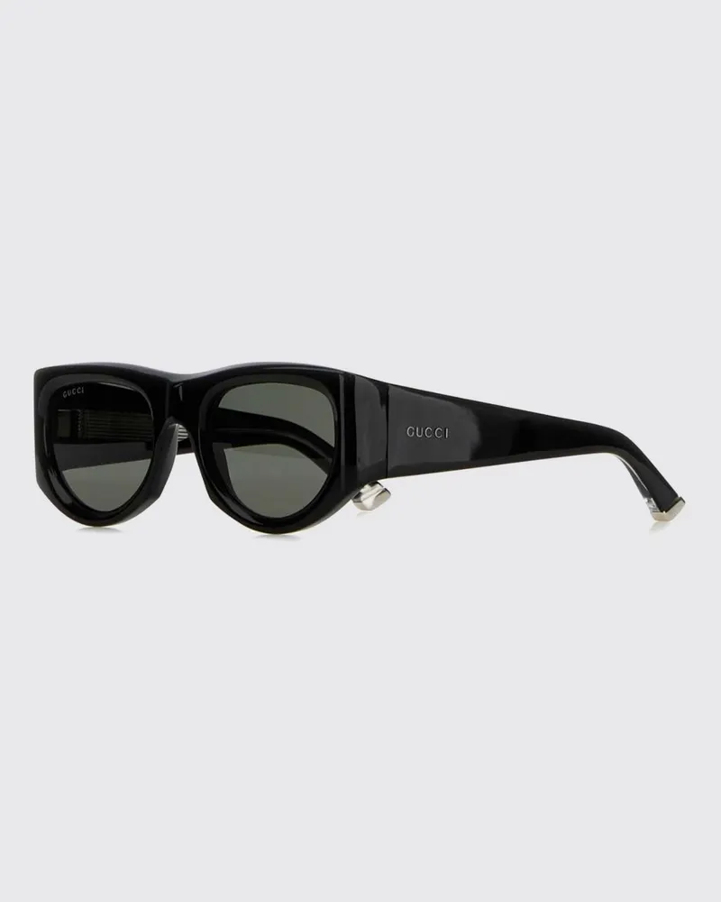Gucci Sonnenbrille mit abgerundetem Rahmen aus Acetat und Schriftzug-Logo Schwarz