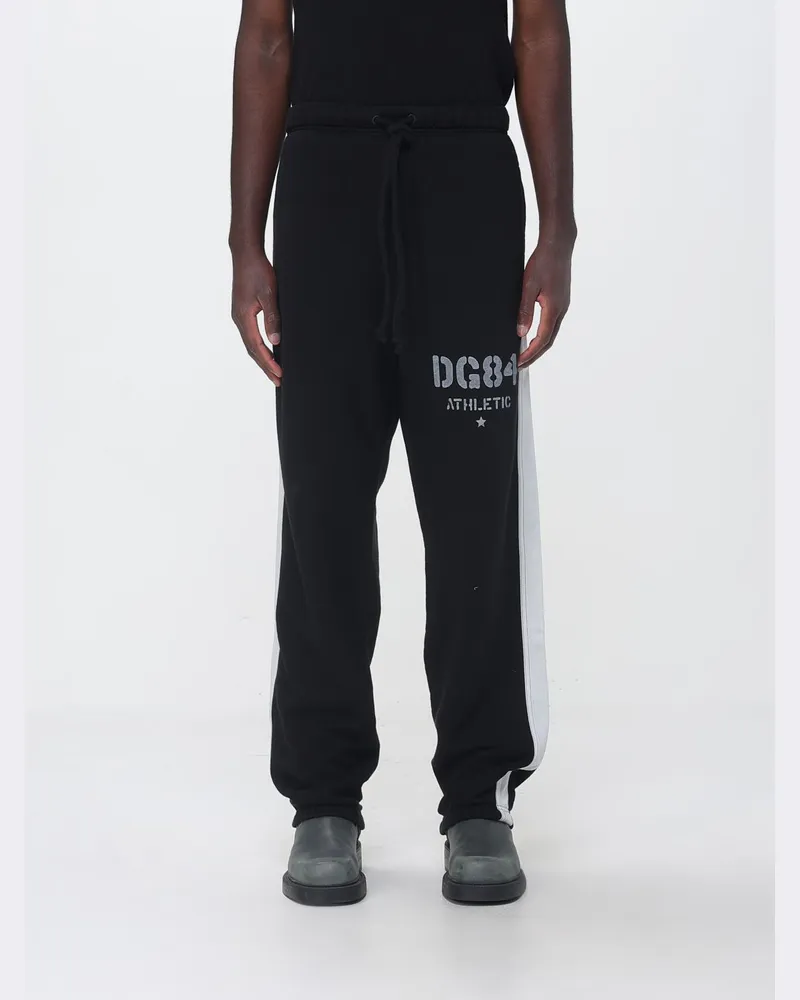 Dolce & Gabbana DOLCE  GABBANA Dolce & Gabbana Jogginghose aus Baumwolle mit elastischem Bund und Kontrastlogo Schwarz