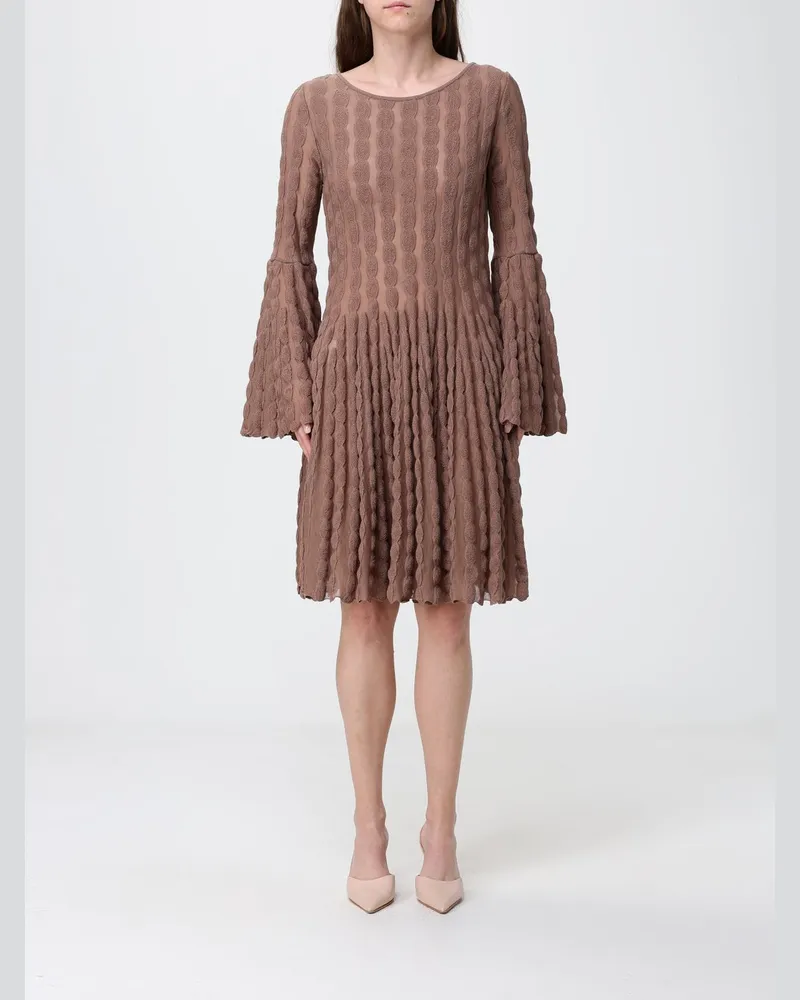 Antonino Valenti Mini-Strickkleid aus Baumwollmischung mit langen Ärmeln Braun
