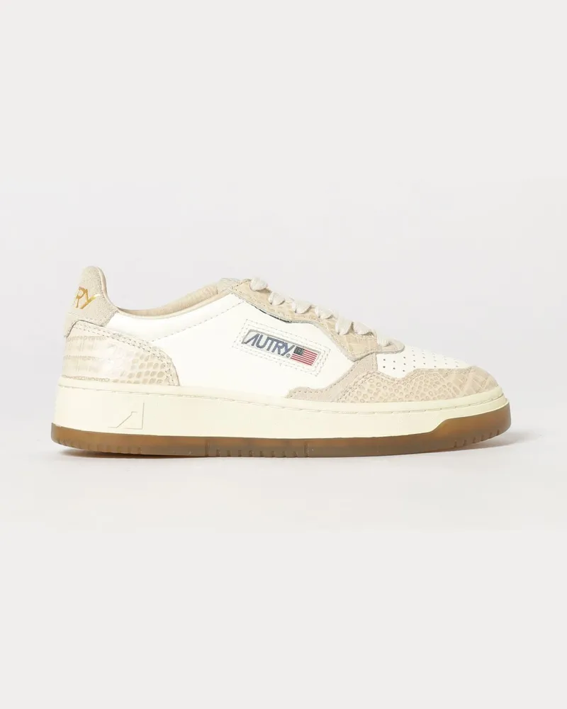 AUTRY Medalist Low Super Vintage Sneakers aus Leder und Veloursleder mit Used-Effekt Ivory