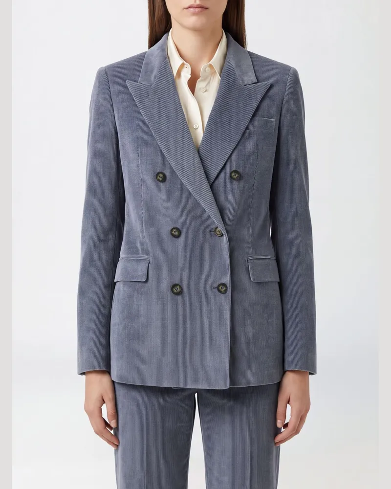 Tagliatore Slim-Fit-Zweireiher-Blazer aus blauem Baumwoll- und Kaschmir-Cord Blau
