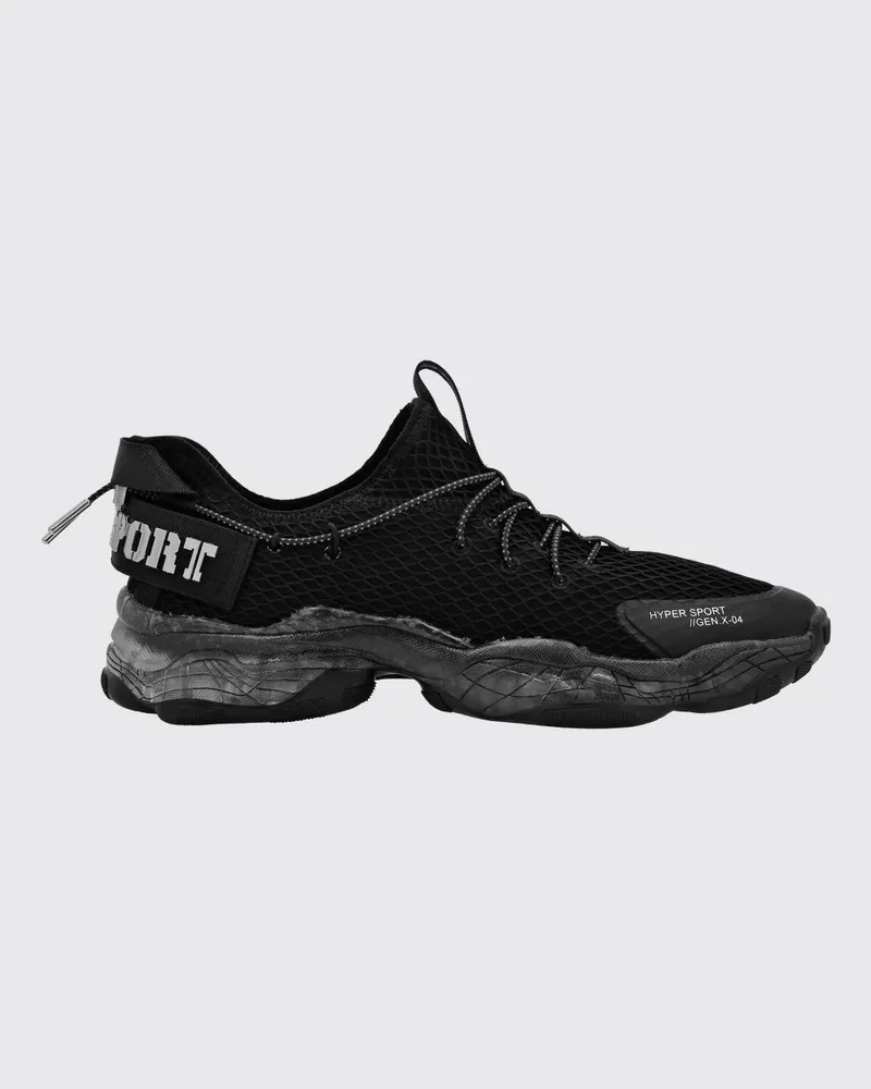 Philipp Plein Hyper Sport Low-Top-Sneakers aus Mesh mit appliziertem Logo und Zuglasche Schwarz