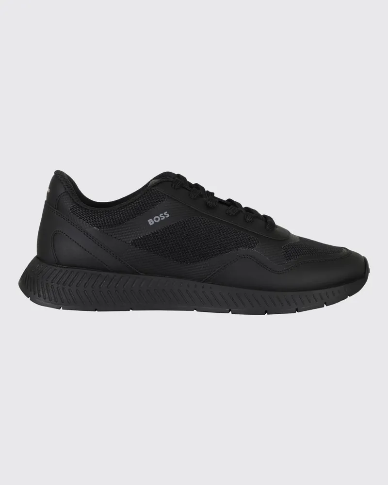 HUGO BOSS Titanium Sneaker aus Polyester mit Logo-Print und Mesh-Futter Schwarz